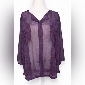 Torrid Size 3 Purple Sheer Floral Blouse | Lightweight Flowing Top